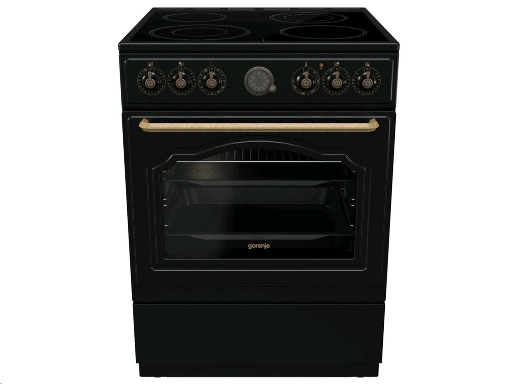 Gorenje GECS6B70CLB Schwarz - Standherd mit AquaClean and AirFry Funktion, Glaskeramikkochfeld, A